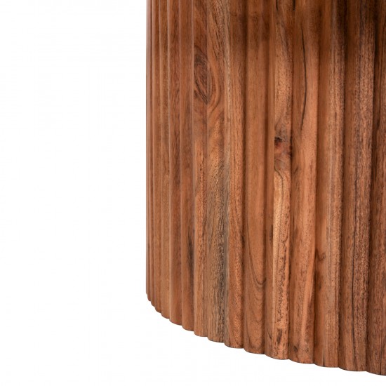 ΤΡΑΠΕΖΙ ΣΑΛΟΝΙΟΥ ΣΤΡΟΓΓΥΛΟ RANNE ΜΑΣΙΦ ΞΥΛΟ ΑΚΑΚΙΑΣ ΣΕ ΦΥΣΙΚΟ Φ80x38Yεκ.