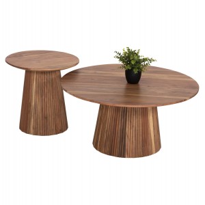 ΣΕΤ 2ΤΜΧ ΤΡΑΠΕΖΙΑ ΣΑΛΟΝΙΟΥ ΣΤΡΟΓΓΥΛΑ GROOT ΜΑΣΙΦ ΑΚΑΚΙΑ Φ80 & Φ45εκ.