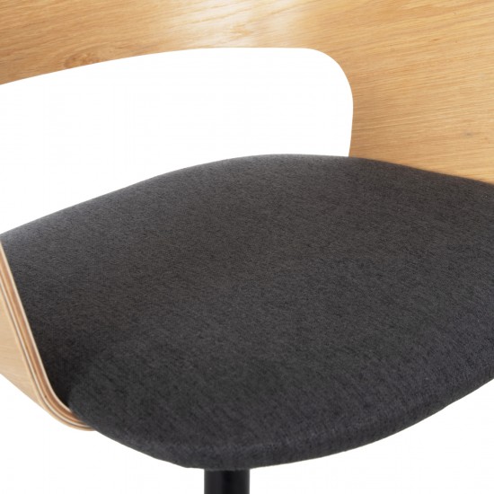 ΚΑΡΕΚΛΑ VELP ΞΥΛΟ ΣΕ ΦΥΣΙΚΟ-ΓΚΡΙ ΥΦΑΣΜΑ-ΜΑΥΡΑ ΜΕΤΑΛ.ΛΙΚΑ ΠΟΔΙΑ 55,5x50x79Υεκ.