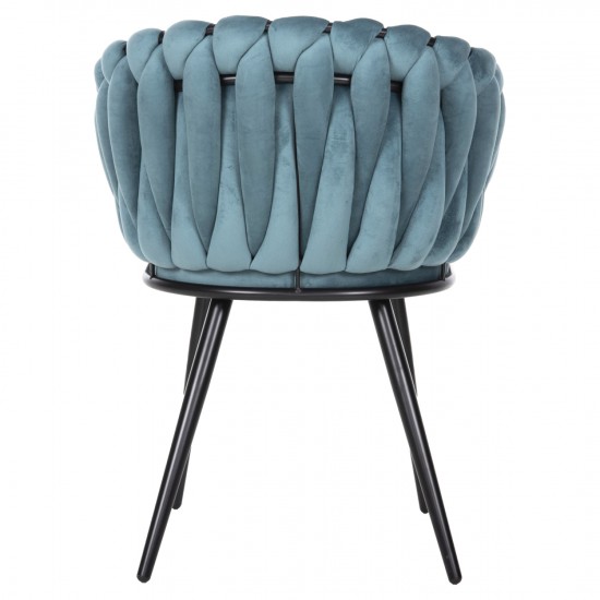 ΠΟΛΥΘΡΟΝΑΚΙ LUANDA ΤΙΡΚΟΥΑΖ ΒΕΛΟΥΔΟ-ΜΑΥΡΑ ΜΕΤΑΛΛΙΚΑ ΠΟΔΙΑ 62x54x79Υεκ.