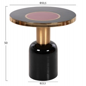 ΒΟΗΘΗΤΙΚΟ ΤΡΑΠΕΖΑΚΙ ERODE ΜΕΤΑΛΛΟ ΜΑΥΡΟ-ΧΡΥΣΟ-ΚΕΡΑΣΙ Φ50,5x50Υ εκ.