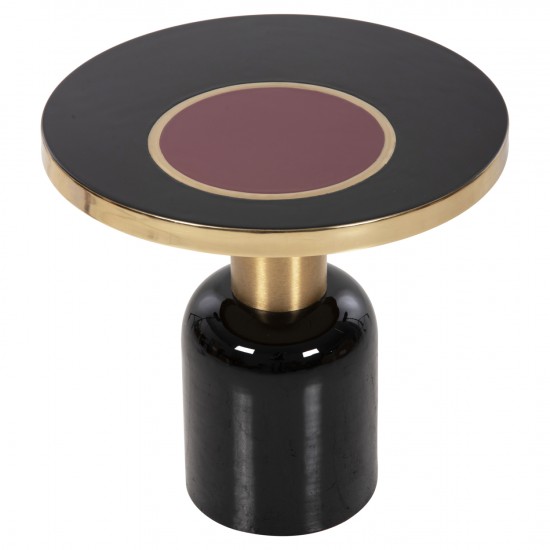 ΒΟΗΘΗΤΙΚΟ ΤΡΑΠΕΖΑΚΙ ERODE ΜΕΤΑΛΛΟ ΜΑΥΡΟ-ΧΡΥΣΟ-ΚΕΡΑΣΙ Φ50,5x50Υ εκ.