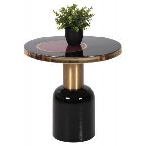 ΒΟΗΘΗΤΙΚΟ ΤΡΑΠΕΖΑΚΙ ERODE ΜΕΤΑΛΛΟ ΜΑΥΡΟ-ΧΡΥΣΟ-ΚΕΡΑΣΙ Φ50,5x50Υ εκ.