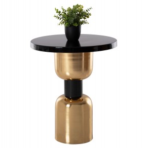 ΒΟΗΘΗΤΙΚΟ ΤΡΑΠΕΖΑΚΙ SURAT ΜΕΤΑΛΛΟ ΣΕ ΜΑΥΡΟ-ΧΡΥΣΟ Φ50,5x59,5Υ εκ.