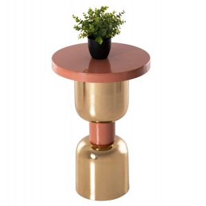 ΒΟΗΘΗΤΙΚΟ ΤΡΑΠΕΖΑΚΙ SURAT ΜΕΤΑΛΛΟ ΣΕ ΣΟΜΟΝ-ΧΡΥΣΟ Φ40,5x60,5Υ εκ.