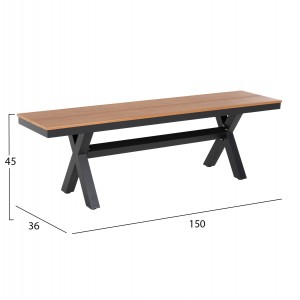 ΠΑΓΚΑΚΙ ΑΛΟΥΜΙΝΙΟΥ TAWNEE ΑΝΘΡΑΚΙ ΜΕ POLYWOOD ΚΑΘΙΣΜΑ ΣΕ ΦΥΣΙΚΟ ΧΡΩΜΑ 150x36x45Υεκ.