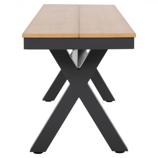 ΠΑΓΚΑΚΙ ΑΛΟΥΜΙΝΙΟΥ TAWNEE ΑΝΘΡΑΚΙ ΜΕ POLYWOOD ΚΑΘΙΣΜΑ ΣΕ ΦΥΣΙΚΟ ΧΡΩΜΑ 150x36x45Υεκ.