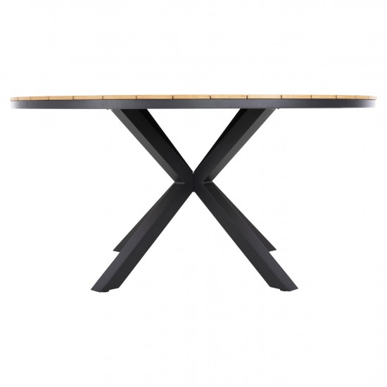 ΤΡΑΠΕΖΙ ΣΤΡΟΓΓΥΛΟ ΕΞ.ΧΩΡΟΥ MORIL ΑΛΟΥΜΙΝΙΟ ΑΝΘΡΑΚΙ-POLYWOOD ΦΥΣΙΚΟ Φ150x74εκ.