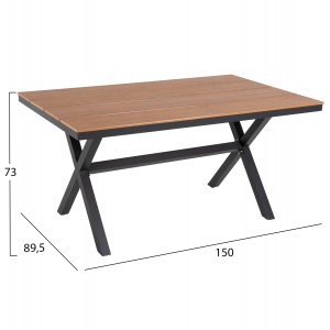 ΤΡΑΠΕΖΙ ΑΛΟΥΜΙΝΙΟΥ ΟΡΘΟΓΩΝΙΟ TAWNEE ΑΝΘΡΑΚΙ-POLYWOOD ΦΥΣΙΚΟ 150x89,5x73Υ