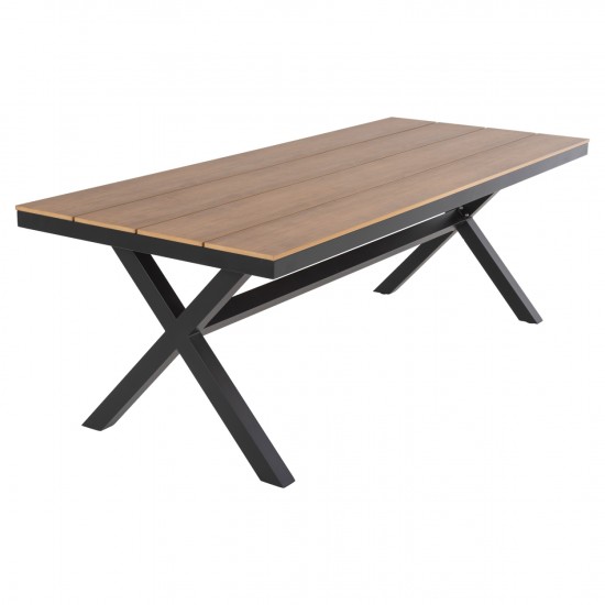 ΤΡΑΠΕΖΙ ΑΛΟΥΜΙΝΙΟΥ ΟΡΘΟΓΩΝΙΟ TAWNEE ΑΝΘΡΑΚΙ-POLYWOOD ΦΥΣΙΚΟ 219,5x89,5x73Υ