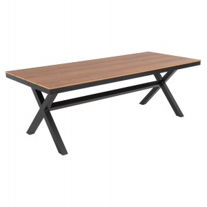 ΤΡΑΠΕΖΙ ΑΛΟΥΜΙΝΙΟΥ ΟΡΘΟΓΩΝΙΟ TAWNEE ΑΝΘΡΑΚΙ-POLYWOOD ΦΥΣΙΚΟ 219,5x89,5x73Υ