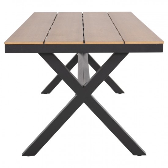 ΤΡΑΠΕΖΙ ΑΛΟΥΜΙΝΙΟΥ ΟΡΘΟΓΩΝΙΟ TAWNEE ΑΝΘΡΑΚΙ-POLYWOOD ΦΥΣΙΚΟ 219,5x89,5x73Υ