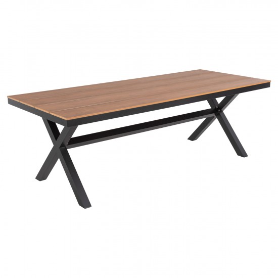 ΤΡΑΠΕΖΙ ΑΛΟΥΜΙΝΙΟΥ ΟΡΘΟΓΩΝΙΟ TAWNEE ΑΝΘΡΑΚΙ-POLYWOOD ΦΥΣΙΚΟ 219,5x89,5x73Υ