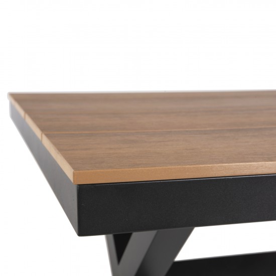 ΤΡΑΠΕΖΙ ΑΛΟΥΜΙΝΙΟΥ ΟΡΘΟΓΩΝΙΟ TAWNEE ΑΝΘΡΑΚΙ-POLYWOOD ΦΥΣΙΚΟ 219,5x89,5x73Υ