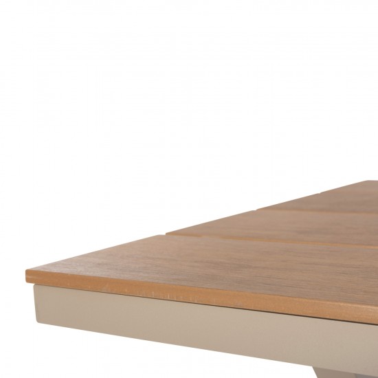 ΤΡΑΠΕΖΙ ΑΛΟΥΜΙΝΙΟΥ ΟΡΘΟΓΩΝΙΟ TAWNEE ΣΑΜΠΑΝΙ-POLYWOOD ΦΥΣΙΚΟ 150x89,5x73Υ