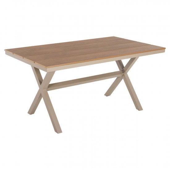 ΤΡΑΠΕΖΙ ΑΛΟΥΜΙΝΙΟΥ ΟΡΘΟΓΩΝΙΟ TAWNEE ΣΑΜΠΑΝΙ-POLYWOOD ΦΥΣΙΚΟ 150x89,5x73Υ