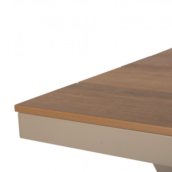 ΤΡΑΠΕΖΙ ΑΛΟΥΜΙΝΙΟΥ ΟΡΘΟΓΩΝΙΟ TAWNEE ΣΑΜΠΑΝΙ-POLYWOOD ΦΥΣΙΚΟ 219,5x89,5x73Υ