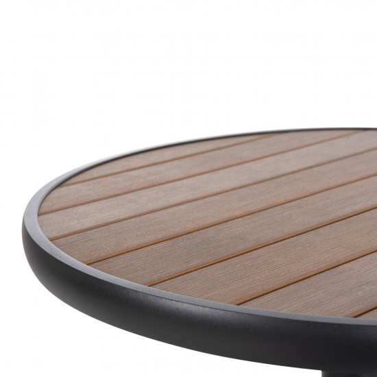 ΤΡΑΠΕΖΙ ΑΛΟΥΜΙΝΙΟΥ ΣΤΡΟΓΓΥΛΟ ALEXA ΑΝΘΡΑΚΙ-POLYWOOD TOP ΦΥΣΙΚΟ Φ60x73Υεκ.