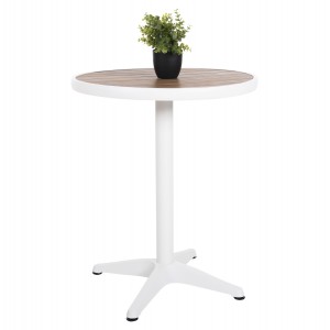 ΤΡΑΠΕΖΙ ΑΛΟΥΜΙΝΙΟΥ ΣΤΡΟΓΓΥΛΟ ALEXA ΛΕΥΚΟ-POLYWOOD TOP ΦΥΣΙΚΟ Φ60x73Υεκ.