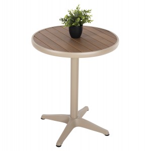 ΤΡΑΠΕΖΙ ΑΛΟΥΜΙΝΙΟΥ ΣΤΡΟΓΓΥΛΟ ALEXA ΣΑΜΠΑΝΙ-POLYWOOD TOP ΦΥΣΙΚΟ Φ60x73Υεκ.