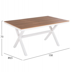 ΤΡΑΠΕΖΙ ΑΛΟΥΜΙΝΙΟΥ ΟΡΘΟΓΩΝΙΟ TAWNEE ΛΕΥΚΟ-POLYWOOD ΦΥΣΙΚΟ 150x89,5x73Υεκ