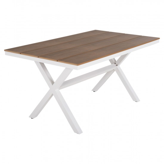 ΤΡΑΠΕΖΙ ΑΛΟΥΜΙΝΙΟΥ ΟΡΘΟΓΩΝΙΟ TAWNEE ΛΕΥΚΟ-POLYWOOD ΦΥΣΙΚΟ 150x89,5x73Υεκ