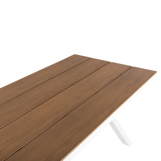 ΤΡΑΠΕΖΙ ΑΛΟΥΜΙΝΙΟΥ ΟΡΘΟΓΩΝΙΟ TAWNEE ΛΕΥΚΟ-POLYWOOD ΦΥΣΙΚΟ 219,5x89,5x73Υ