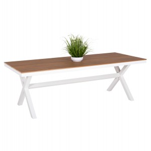 ΤΡΑΠΕΖΙ ΑΛΟΥΜΙΝΙΟΥ ΟΡΘΟΓΩΝΙΟ TAWNEE ΛΕΥΚΟ-POLYWOOD ΦΥΣΙΚΟ 219,5x89,5x73Υ