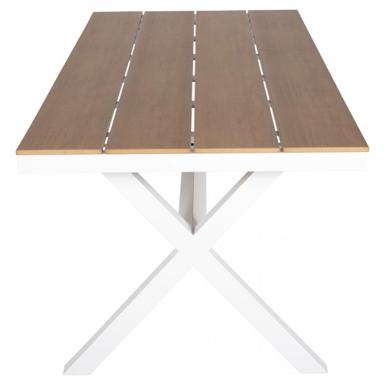 ΤΡΑΠΕΖΙ ΑΛΟΥΜΙΝΙΟΥ ΟΡΘΟΓΩΝΙΟ TAWNEE ΛΕΥΚΟ-POLYWOOD ΦΥΣΙΚΟ 219,5x89,5x73Υ