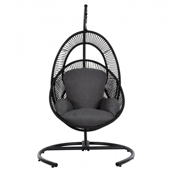 ΚΡΕΜΑΣΤΗ ΦΩΛΙΑ RULER ΜΑΥΡΟ ΜΕΤΑΛΛΟ ΚΑΙ ΣΥΝΘ.RATTAN-ΓΚΡΙ ΜΑΞΙΛΑΡΙ 120x110x190Υ