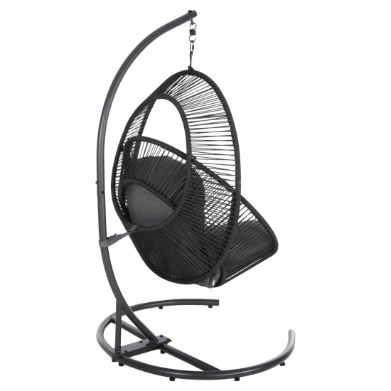 ΚΡΕΜΑΣΤΗ ΦΩΛΙΑ RULER ΜΑΥΡΟ ΜΕΤΑΛΛΟ ΚΑΙ ΣΥΝΘ.RATTAN-ΓΚΡΙ ΜΑΞΙΛΑΡΙ 120x110x190Υ