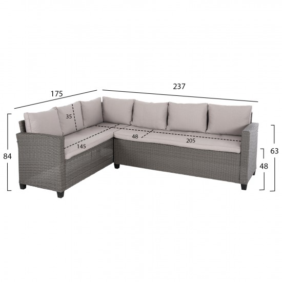 ΣΕΤ ΣΑΛΟΝΙ ΔΕΞΙΑ ΓΩΝΙΑ & ΤΡΑΠΕΖΙ CARSON ΓΚΡΙ ΣΥΝΘ.RATTAN-ΜΑΞΙΛΑΡΙΑ-PS ΞΥΛΕΙΑ