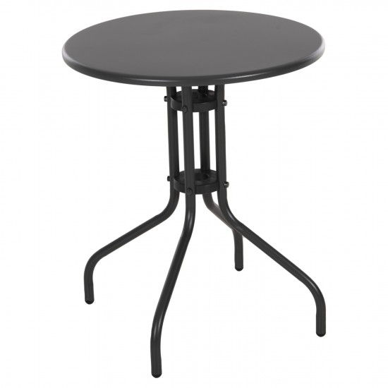 ΤΡΑΠΕΖΙ ΕΞ.ΧΩΡΟΥ ΣΤΡΟΓΓΥΛΟ LINO ΜΕΤΑΛΛΙΚΟ ΓΚΡΙ Φ60x70Υεκ.