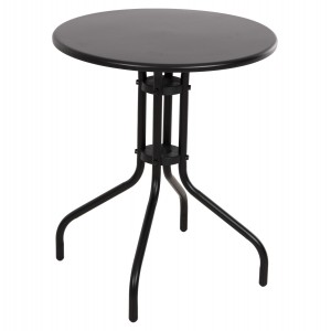 ΤΡΑΠΕΖΙ ΕΞ.ΧΩΡΟΥ ΣΤΡΟΓΓΥΛΟ LINO ΜΕΤΑΛΛΙΚΟ ΜΑΥΡΟ Φ60x70Υεκ.