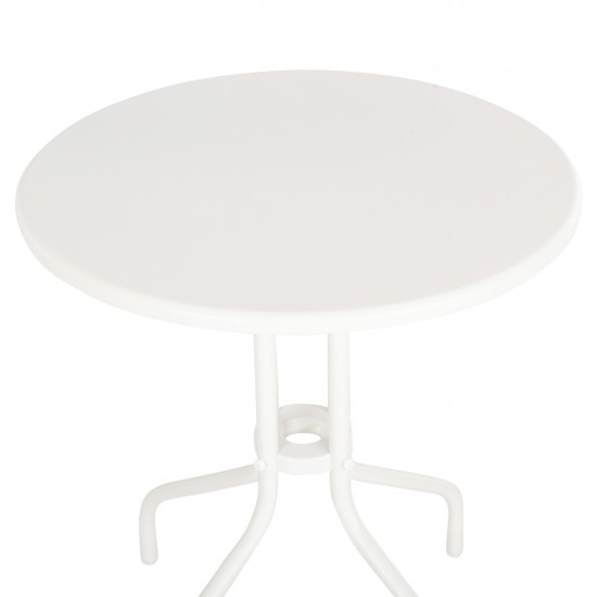 ΤΡΑΠΕΖΙ ΕΞ.ΧΩΡΟΥ ΣΤΡΟΓΓΥΛΟ LINO ΜΕΤΑΛΛΙΚΟ ΛΕΥΚΟ Φ60x70Υεκ.