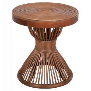 ΤΡΑΠΕΖΑΚΙ ΒΟΗΘΗΤΙΚΟ CIRCE ΦΥΣΙΚΟ RΑΤΤΑΝ ΣΕ ΚΑΦΕ ΧΡΩΜΑ Φ40x45,5Υεκ.