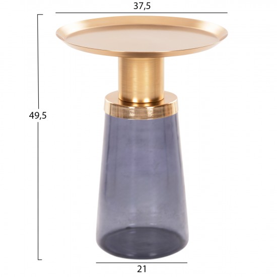 ΒΟΗΘΗΤΙΚΟ ΤΡΑΠΕΖΑΚΙ BALLIN ΜΠΛΕ ΓΥΑΛΙ-ΧΡΥΣΟ ΜΕΤΑΛΛΟ Φ37,5x49,5Υεκ.