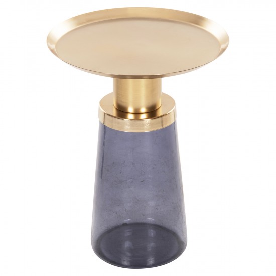 ΒΟΗΘΗΤΙΚΟ ΤΡΑΠΕΖΑΚΙ BALLIN ΜΠΛΕ ΓΥΑΛΙ-ΧΡΥΣΟ ΜΕΤΑΛΛΟ Φ37,5x49,5Υεκ.