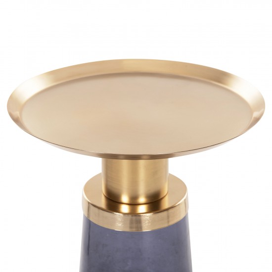 ΒΟΗΘΗΤΙΚΟ ΤΡΑΠΕΖΑΚΙ BALLIN ΜΠΛΕ ΓΥΑΛΙ-ΧΡΥΣΟ ΜΕΤΑΛΛΟ Φ37,5x49,5Υεκ.