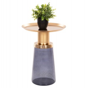 ΒΟΗΘΗΤΙΚΟ ΤΡΑΠΕΖΑΚΙ BALLIN ΜΠΛΕ ΓΥΑΛΙ-ΧΡΥΣΟ ΜΕΤΑΛΛΟ Φ37,5x49,5Υεκ.