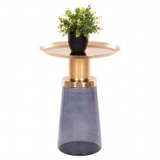 ΒΟΗΘΗΤΙΚΟ ΤΡΑΠΕΖΑΚΙ BALLIN ΜΠΛΕ ΓΥΑΛΙ-ΧΡΥΣΟ ΜΕΤΑΛΛΟ Φ37,5x49,5Υεκ.