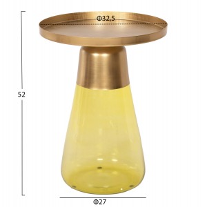 ΒΟΗΘΗΤΙΚΟ ΤΡΑΠΕΖΑΚΙ VALERY ΠΡΑΣΙΝΟ ΓΥΑΛΙ-ΧΡΥΣΟ ΜΕΤΑΛΛΟ Φ39,5x52Υεκ