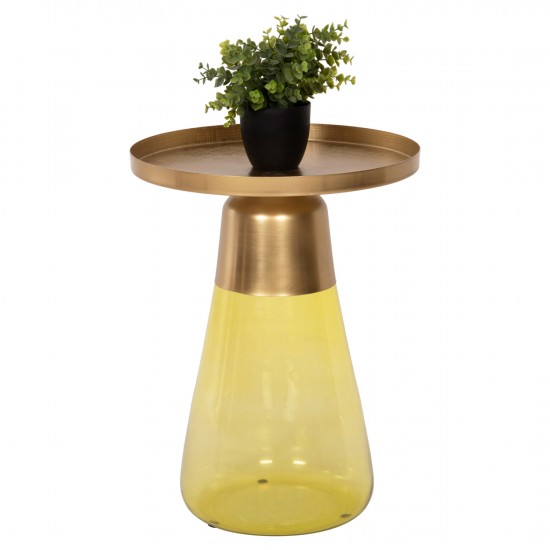 ΒΟΗΘΗΤΙΚΟ ΤΡΑΠΕΖΑΚΙ VALERY ΠΡΑΣΙΝΟ ΓΥΑΛΙ-ΧΡΥΣΟ ΜΕΤΑΛΛΟ Φ39,5x52Υεκ