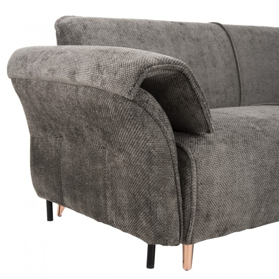 ΓΩΝΙΑΚΟΣ ΑΝΑΣΤΡΕΨ. ΚΑΝΑΠΕΣ-ΚΡΕΒΑΤΙ MAILO ΣΚΟΥΡΟ ΓΚΡΙ ΥΦΑΣΜΑ-ΜΕΤΑΛ.ΠΟΔΙΑ 300x150x80Υεκ