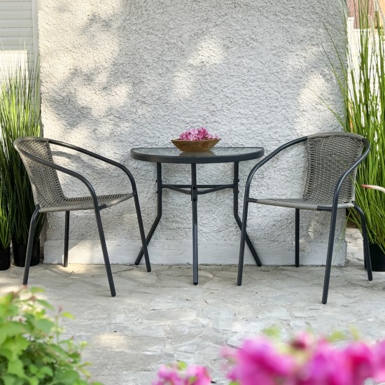 ΤΡΑΠΕΖΙ ΗΜΙΚΥΚΛΙΚΟ LIMA ΜΕΤΑΛΛΙΚΟ ΓΚΡΙ ΜΕ ΓΥΑΛΙΝΟ TOP 70x40x64,5Υεκ.