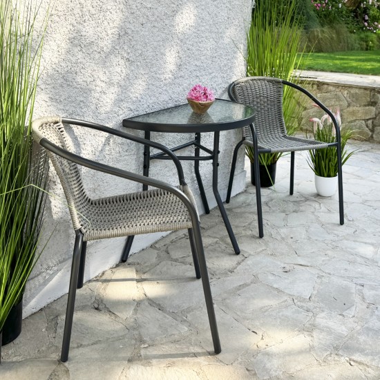 ΤΡΑΠΕΖΙ ΗΜΙΚΥΚΛΙΚΟ LIMA ΜΕΤΑΛΛΙΚΟ ΚΑΦΕ ΜΕ ΓΥΑΛΙΝΟ TOP 70x40x64,5Υεκ.