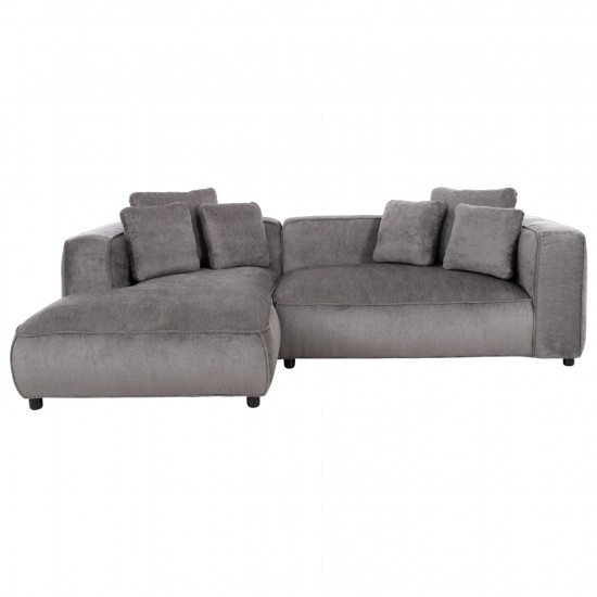 ΚΑΝΑΠΕΣ ΓΩΝΙΑ (ΑΡΙΣΤΕΡΗ) 3-ΘΕΣΙΟΣ GRACE ΓΚΡΙ ΥΦΑΣΜΑ 252x160x70-90Υεκ