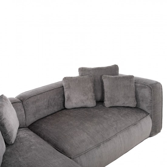 ΚΑΝΑΠΕΣ ΓΩΝΙΑ (ΑΡΙΣΤΕΡΗ) 3-ΘΕΣΙΟΣ GRACE ΓΚΡΙ ΥΦΑΣΜΑ 252x160x70-90Υεκ