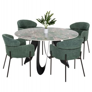 ΣΕΤ ΤΡΑΠΕΖΑΡΙΑΣ 5ΤΜΧ ZOD ΣΤΡΟΓΓΥΛΟ ΤΡΑΠΕΖΙ ΜΕ ΚΕΡΑΜΙΚΟ TOP-4 ΠΟΛΥΘΡΟΝΕΣ ΠΕΤΡΟΛ