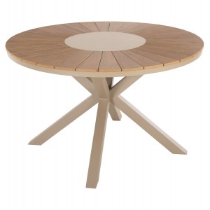 ΤΡΑΠΕΖΙ ΣΤΡΟΓΓΥΛΟ ΕΞ.ΧΩΡΟΥ MORIL ΑΛΟΥΜΙΝΙΟ ΣΑΜΠΑΝΙ-POLYWOOD ΦΥΣΙΚΟ Φ120εκ.